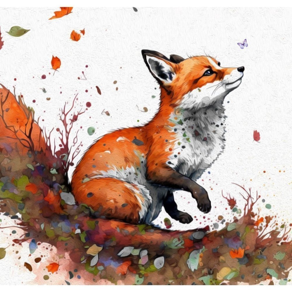16x20 Fox Watercolor Oil Painting Art Poster Print - Picture 2 of 6